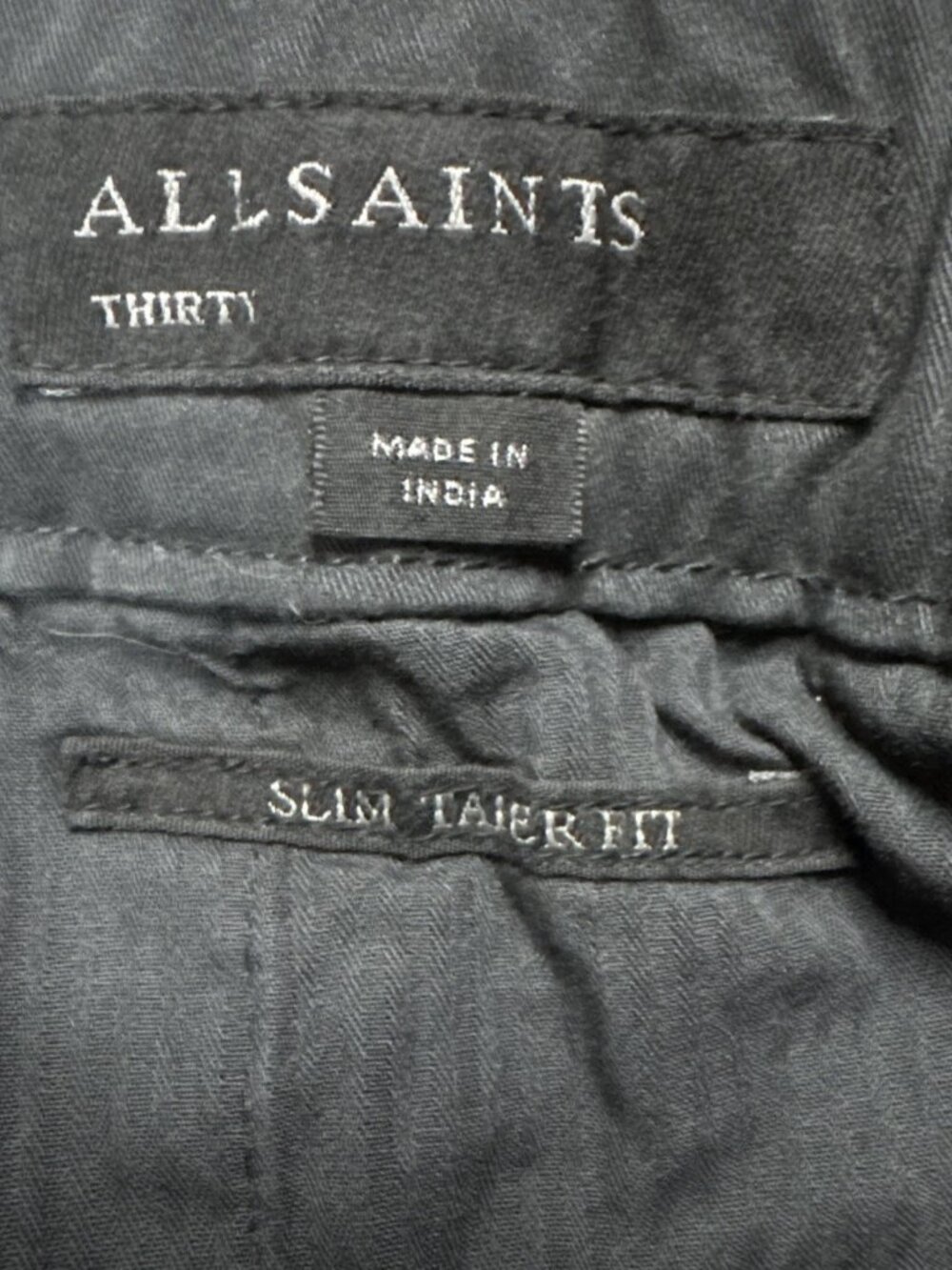 All Saints Mens Black Slim Taper Fit Drawstring Zipper Pockets Jogger Pants 32 - Picture 2 of 6